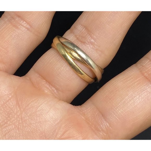 Solid 14k Tri Yellow White Rose Gold Interlocking Infinity Band Ring Size 7 - Picture 4 of 7